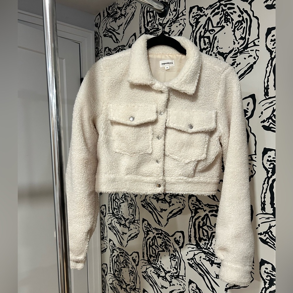 superdown Cream Teddy Jacket - Picture 3 of 6